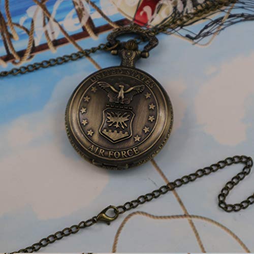 VIGOROSO Vintage Retro Pocket Watch UNITED STATES AIR FORCE Style Bronze Steampunk Chain in Box - Image 4
