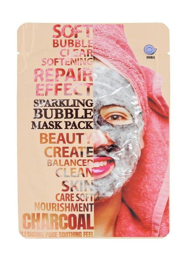 سنايل قناع الفقاعات المتلألئة للعناية بالبشرة المتوازنة والنقية والتغذية الناعمة بالفحم 23 مل - Image 1