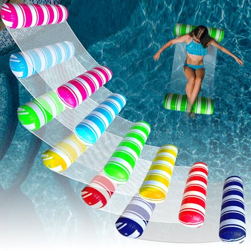 Annil 6 Pack Inflatable Pool Floats Adult Size Water HammockWater Floaties for Adults4in1 MultiPurpose Pool Floating ToysPool Rafts Lounge Chairs Floatiesfor Adults Vacation Fun and Rest - Image 1
