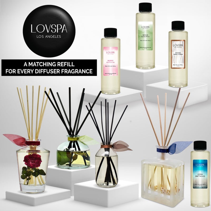 LOVSPA Reed Diffuser Set, Moroccan Rose Scented Oil Diffuser with Sticks, Home Fragrance Accessories for Bathroom Shelf Decor, Aroma Diffusers for Home or Office Desk, USA Made - Image 5