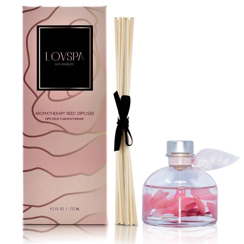 LOVSPA Reed Diffuser Set, Moroccan Rose Scented Oil Diffuser with Sticks, Home Fragrance Accessories for Bathroom Shelf Decor, Aroma Diffusers for Home or Office Desk, USA Made - Image 2