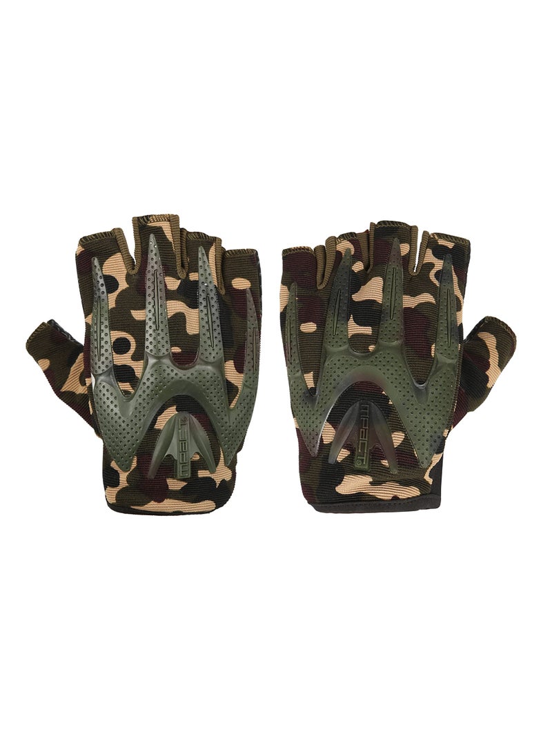 FabSeasons Cycling Riding, Mountain Bike Half Finger Anti-Slip Gloves for Men & Women (Beige) - Image 1