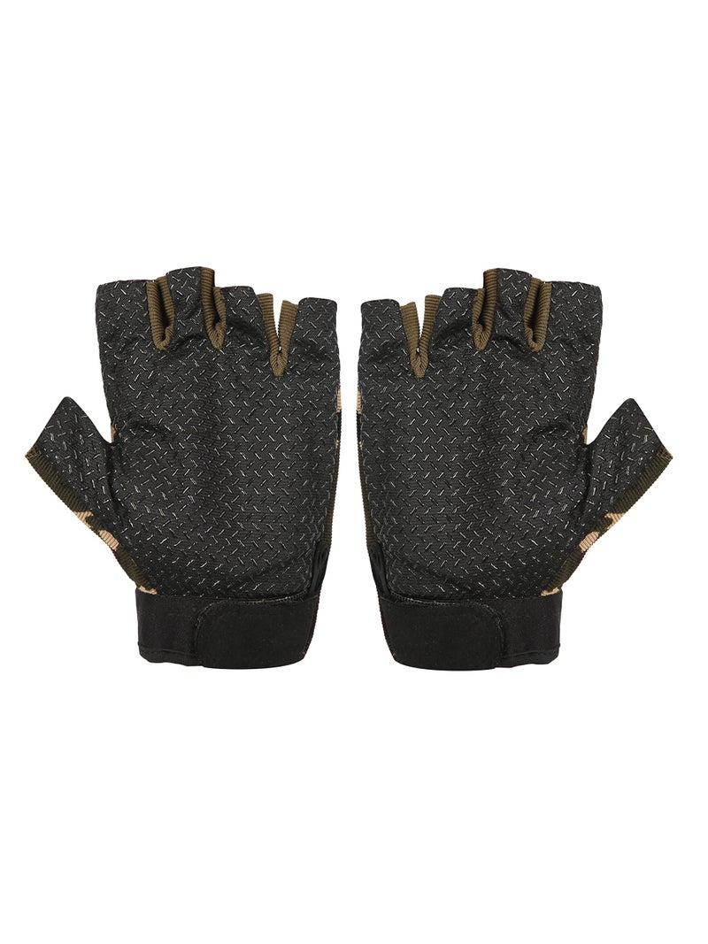 FabSeasons Cycling Riding, Mountain Bike Half Finger Anti-Slip Gloves for Men & Women (Beige) - Image 2