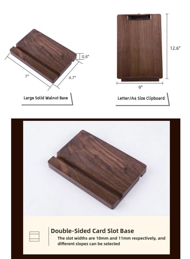 Banjiang Solid Hardwood Walnut Clipboard with Stand Set - Ideal for Menu Display, Receipt Holder, and More for Restaurants, Bars, Coffee Shops, Self-Service BBQ, Tables, and Countertops - Image 5