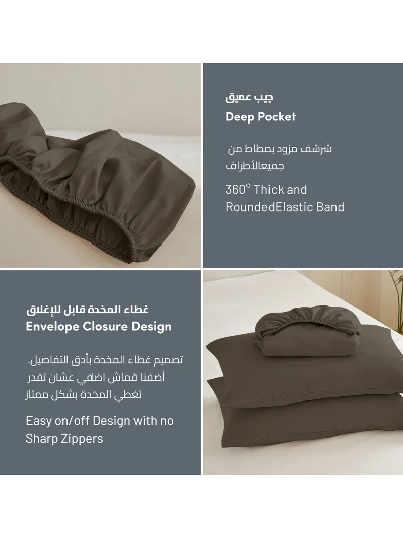 Donetella Bedding Fitted Sheet - Fits 90x190 Cm Bed For Single Bed 2 Pcs (1 Fitted Sheet and 1 Pillowcase) - 30 Cm Deep Pocket - Solid Bed Sheet