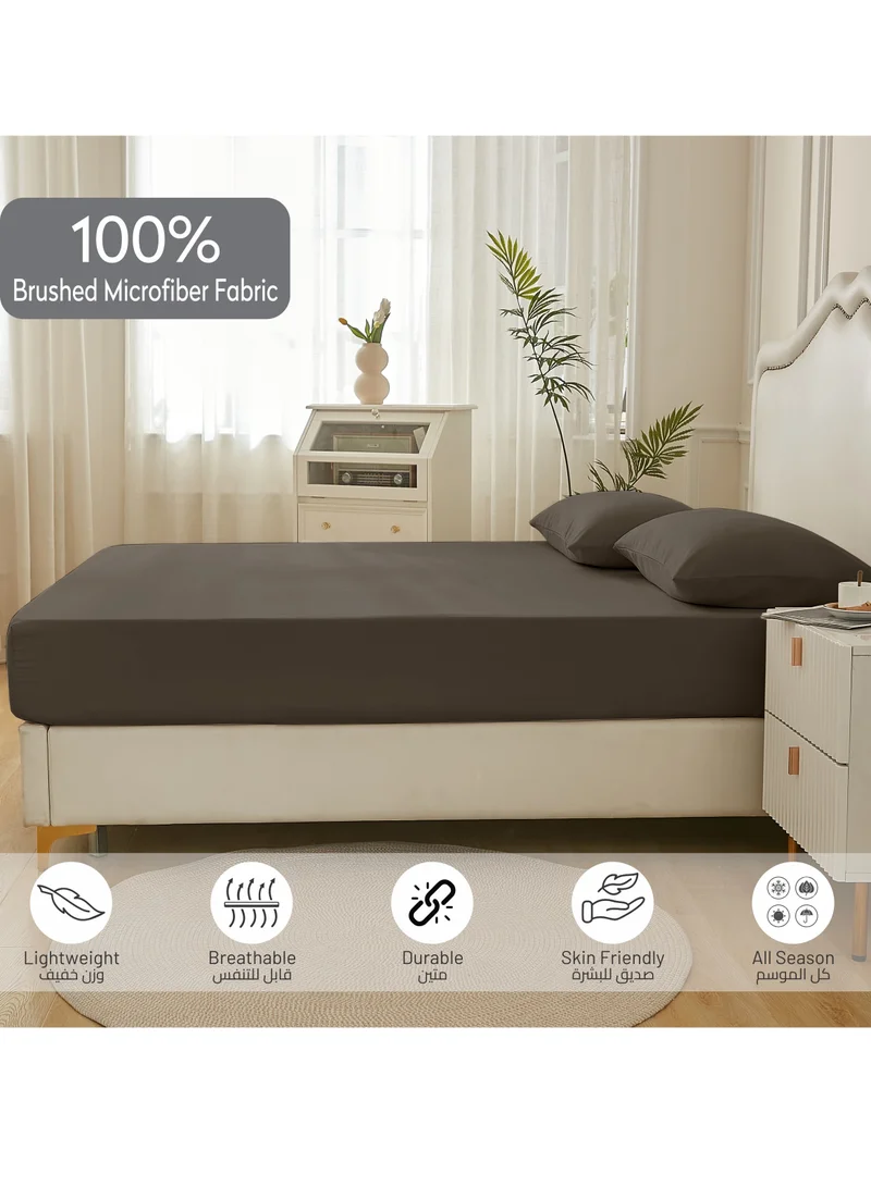 Donetella Bedding Fitted Sheet - Fits 90x190 Cm Bed For Single Bed 2 Pcs (1 Fitted Sheet and 1 Pillowcase) - 30 Cm Deep Pocket - Solid Bed Sheet