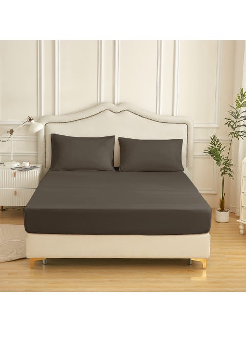 Bedding Fitted Sheet - Fits 90x190 Cm Bed For Single Bed 2 Pcs (1 Fitted Sheet and 1 Pillowcase) - 30 Cm Deep Pocket - Solid Bed Sheet