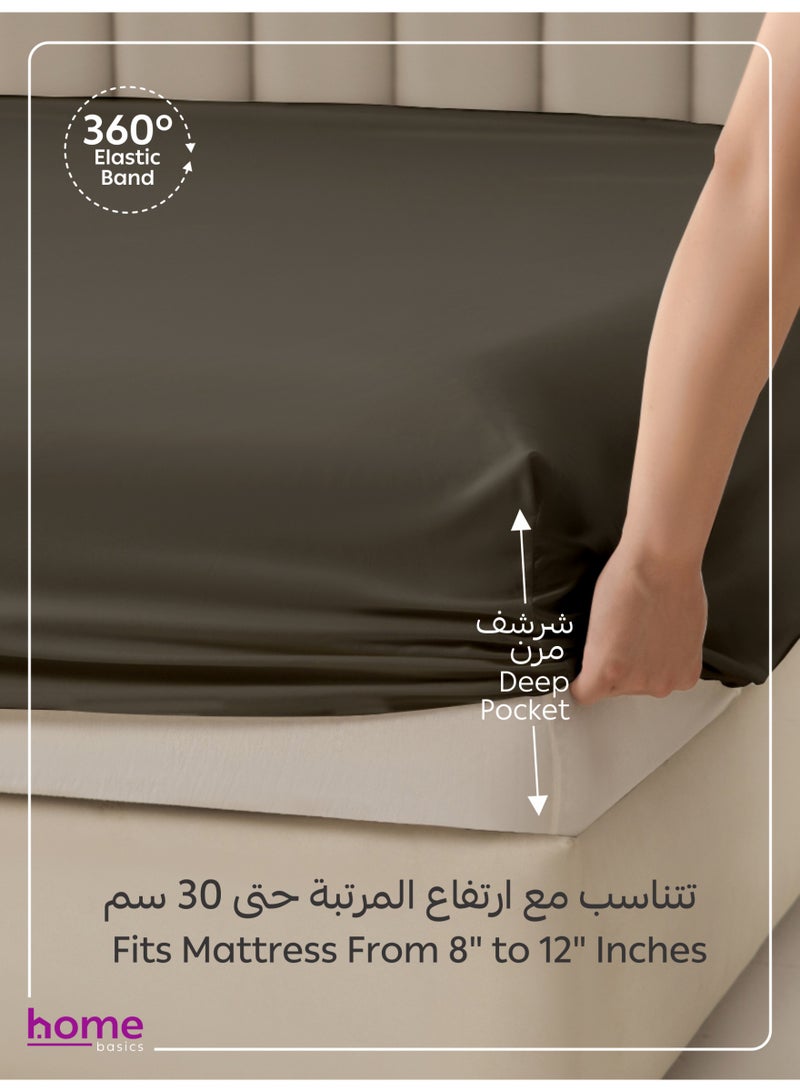 Donetella Bedding Fitted Sheet - Fits 90x190 Cm Bed For Single Bed 2 Pcs (1 Fitted Sheet and 1 Pillowcase) - 30 Cm Deep Pocket - Solid Bed Sheet - Image 4