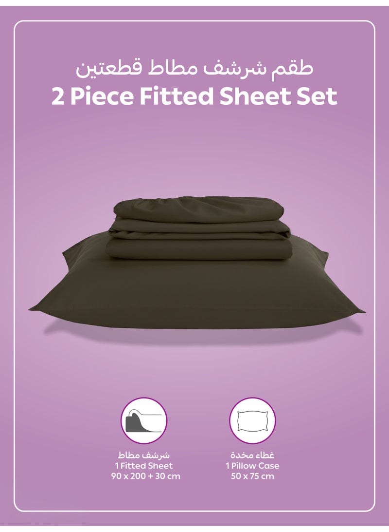 Donetella Bedding Fitted Sheet - Fits 90x200 Cm Bed For Single Bed 2 Pcs (1 Fitted Sheet and 1 Pillowcase) - 30 Cm Deep Pocket - Solid Bed Sheet - Image 3