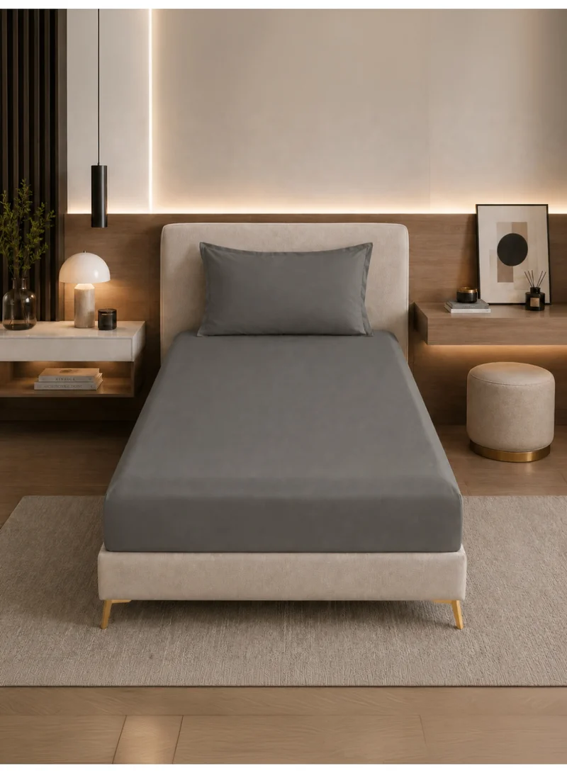 Bedding Fitted Sheet - Fits 90x200 Cm Bed For Single Bed 2 Pcs (1 Fitted Sheet and 1 Pillowcase) - 30 Cm Deep Pocket - Solid Bed Sheet