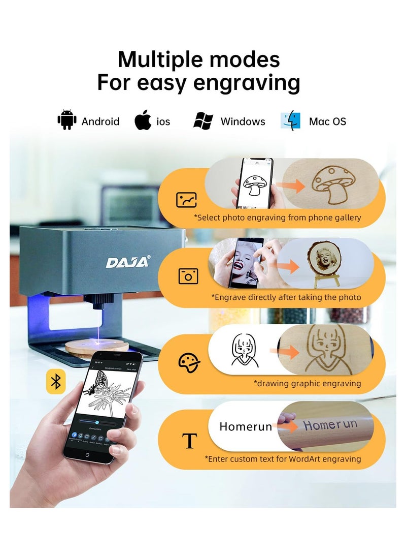 DAJA - DJ6 Laser Engraver DIY Marking Portable Engraving Machine for DIY Handcraft Logo Mark Printer 80x80mm Carving Area Support Wireless Mobile Connection Wood Ceramics Kraft Papers Leathers Plastic - Image 1