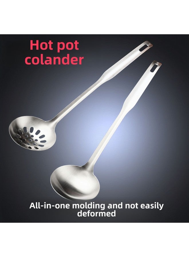 Stainless Steel Household Soup Spoon Thickened Soup Leak Tableware Spoon Hot Pot Shop Special Soup Leak Spoon Porridge Spoon Kitchen Spoon Soup Shell-Specifications:410 Stainless Steel Pointed Tail Spoon  - Image 3