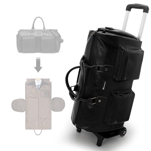 Modoker Rolling Garment Bag for Travel Wheeled Duffel Bag Luggage Suit Travel Bags for Men and Women,3 in 1 Carry on Convertible Garment Bag with Wheels,Black - Image 1
