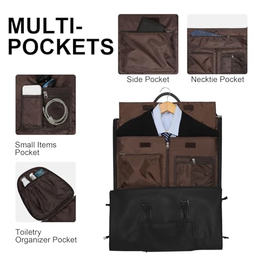 Modoker Rolling Garment Bag for Travel Wheeled Duffel Bag Luggage Suit Travel Bags for Men and Women,3 in 1 Carry on Convertible Garment Bag with Wheels,Black - Image 5