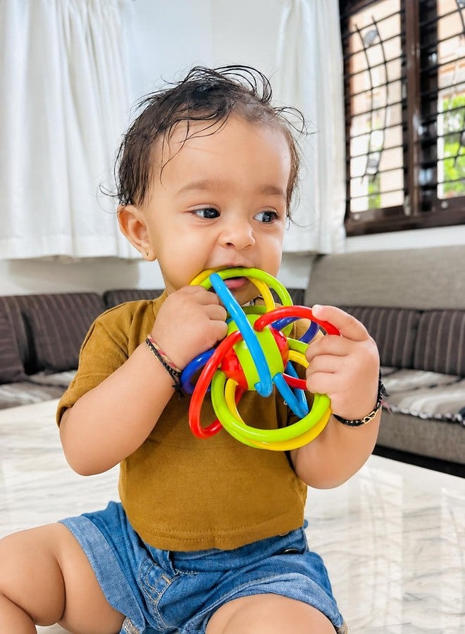 BluBasket Infant Silicone Sensory Baby Teether Ball | Loopi Teething Tube Toy with Rattle for Babies 3-12 Months | BPA-Free Food Grade Newborn Toy for Sensory Development & Gum Pain Relief - Image 1