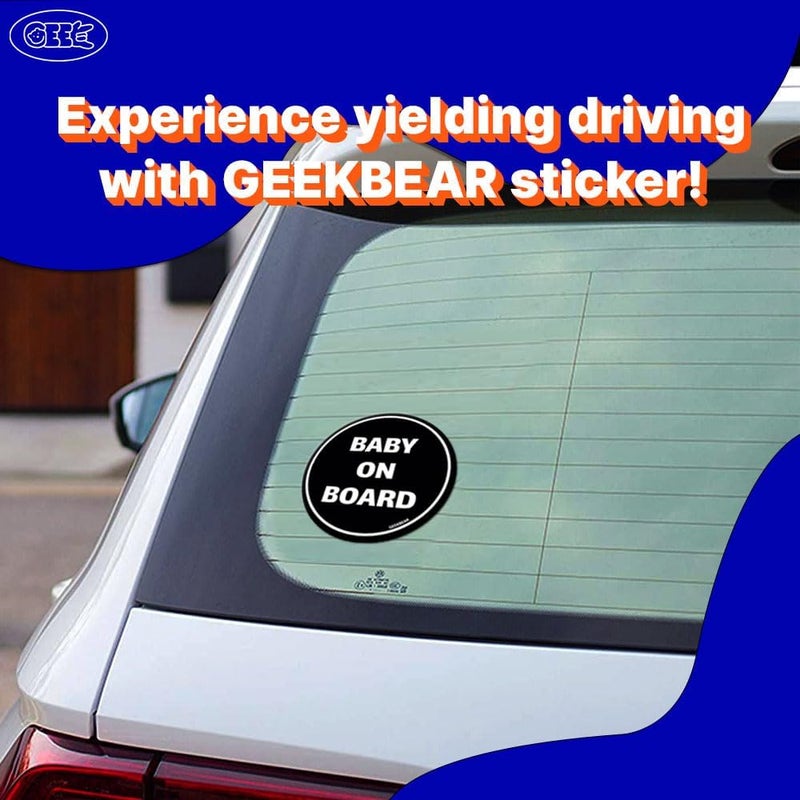 GEEKBEAR ملصق GEEKBEAR لطفل على متن السيارة (أسود - عبوة من 2) - طفل على متن السيارة - لا مغناطيس ولا كوب شفط - علامة سلامة طفل على متن السيارة - ملصق لطيف ومضحك لطفل في السيارة للنافذة والمصد بسيط لكل منتج - Image 2