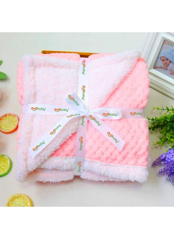 OYO BABY New Born Super Soft Baby Blanket Wrapper Sheet Cum Baby Blanket For Baby Boys, Baby Girls, Babies New Born Baby Products All Baby Pink, Fleece, Lightweight, 1 Count  - Image 1