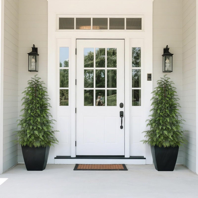 YXZZWL 4FT Real Touch Cedar Topiary Trees for Front Porch Decor, Artificial Shrubs Faux Plants Potted UV Resistant Fake Greenery for Outdoor Indoor Door Garden Farmhouse Home Decoration (Set of 2) - Image 3