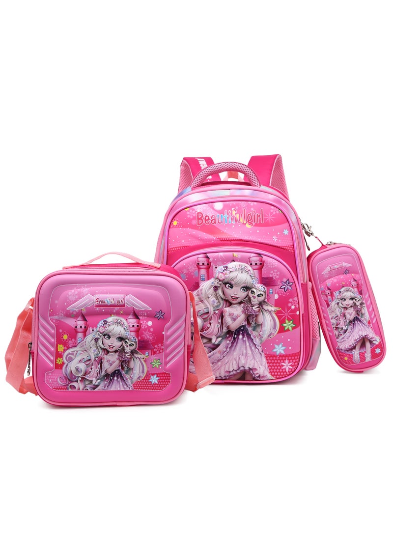 Stargold Baby Backpack 3Pcs Combo For Baby Girl With Adjustable Strap For School 14 Inch 