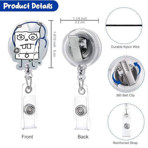 963RW Funny Badge Reel Hospital ID Retractable Holder with Acrylic Clip, Cute Nurse Badge Reels for RN, MD, Critical Care, ICU, Healthcare - Image 2