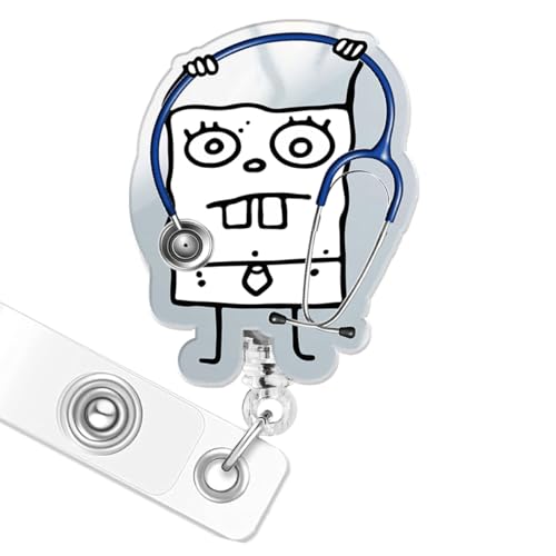 963RW Funny Badge Reel Hospital ID Retractable Holder with Acrylic Clip, Cute Nurse Badge Reels for RN, MD, Critical Care, ICU, Healthcare - Image 1