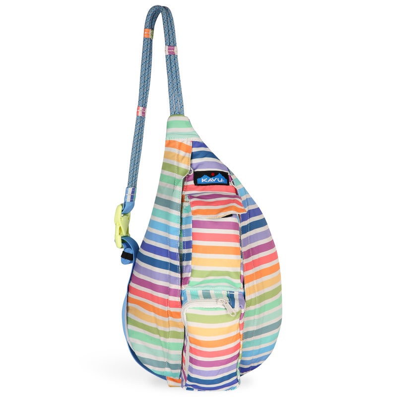 KAVU Mini Slingback Pack with Adjustable Rope Shoulder Strap Rainbow Stripe - Image 2