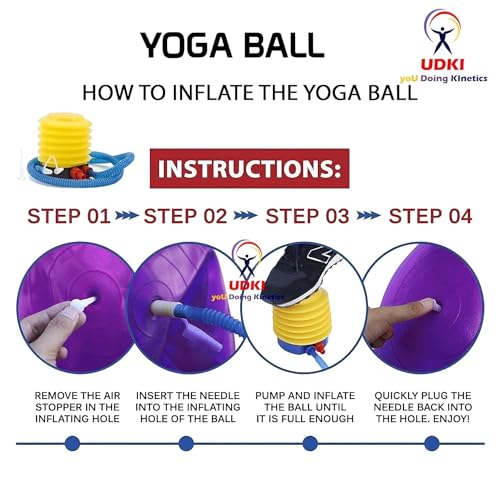 UDKI Gym Ball for Exercise Blue 65 cm Diameter Anti Burst Exercise Ball with Foot Pump for Workout Yoga Ball for Women and Men Swiss Ball for Balance Stability Training - Image 2