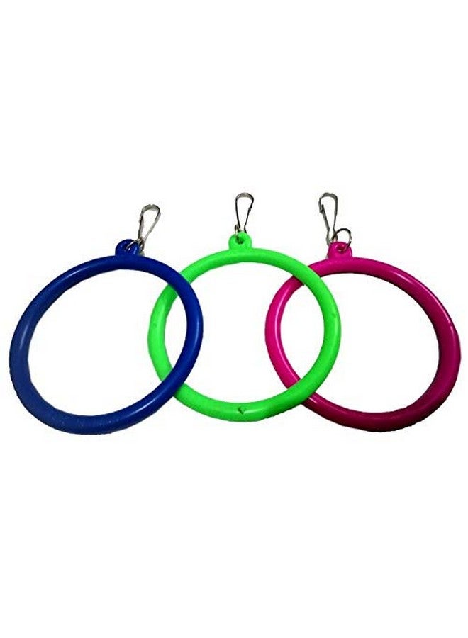 مشكي ألعاب الطيور والأراجيح للطيور المحبة والببغاء والبادجي والطيور الأليفة للكوكتيل. أرجوحة 3 طيور متعددة الألوان مع خطاف من الفولاذ المقاوم للصدأ - للطيور الصغيرة إلى المتوسطة الحجم (3.25 بوصة) - Image 1