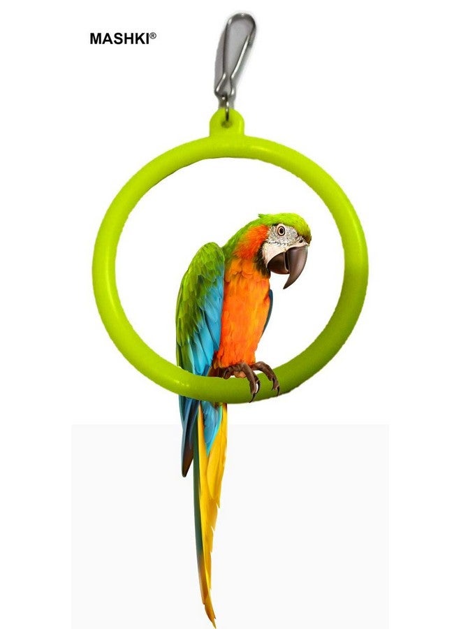 مشكي ألعاب الطيور والأراجيح للطيور المحبة والببغاء والبادجي والطيور الأليفة للكوكتيل. أرجوحة 3 طيور متعددة الألوان مع خطاف من الفولاذ المقاوم للصدأ - للطيور الصغيرة إلى المتوسطة الحجم (3.25 بوصة) - Image 3