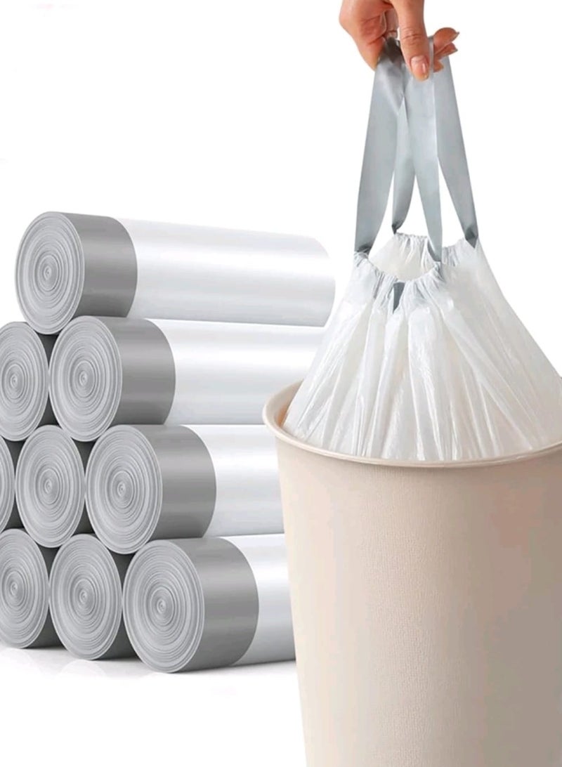 أكياس قمامة صغيرة سميكة جديدة مصنوعة من مواد معززة لأكياس قمامة المطبخ مع حبل ربط، تصميم للإغلاق التلقائي وحقيبة قمامة قابلة للارتداء مكونة من 100 قطعة - Image 1