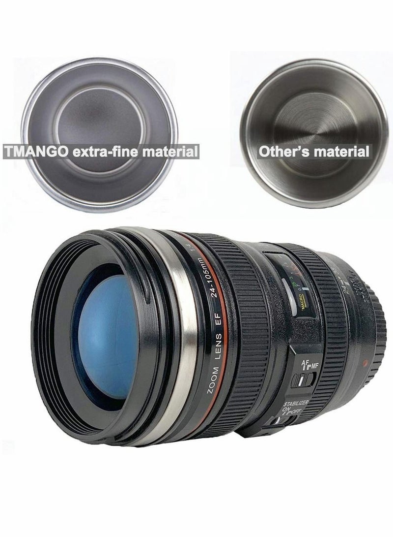 SYOSI Camera Lens Coffee Mug With Lid, Photo Coffee Cup, Stainless Steel Thermos Lens Mug Leak Proof For Photographer Lovers Present  - Image 3