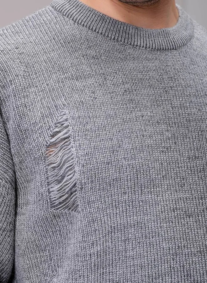 شركة المرآب الهندية Men Oversized Textured Crew Neck Sweater