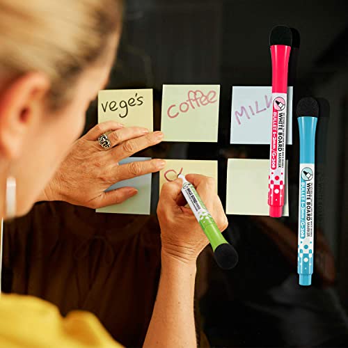 STORE 2508 Magnetic Dry Erase Whiteboard Markers & Whiteboard Dusters Multicolour Pack of 8 - Image 4