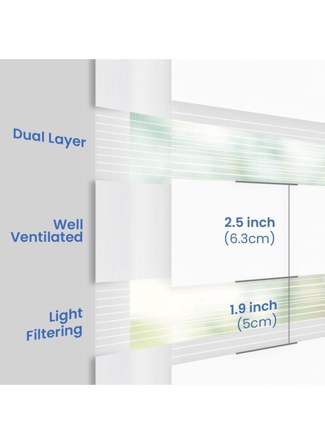 Foiresoft Cordless Custom Zebra Roller Shades and Blinds [FBA Basic, White, W 26 x H 48 inch] Dual Layer Sheer or Privacy Light Control, Day and Night Window Drapes, 24 to 70 inch Wide - Image 5