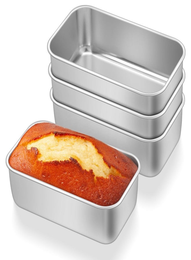 E-far Mini Loaf Pan Set of 4, Small Stainless Steel Bread Baking Pans for Oven, 6.3 x 3.5 Inch Tiny Meatloaf Pans for Homemade Bread Pound Cake Brownies, Non-toxic & Dishwasher Safe - Image 1