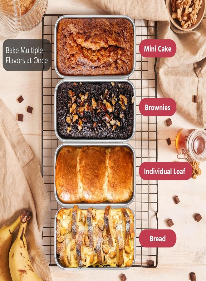 E-far Mini Loaf Pan Set of 4, Small Stainless Steel Bread Baking Pans for Oven, 6.3 x 3.5 Inch Tiny Meatloaf Pans for Homemade Bread Pound Cake Brownies, Non-toxic & Dishwasher Safe - Image 5