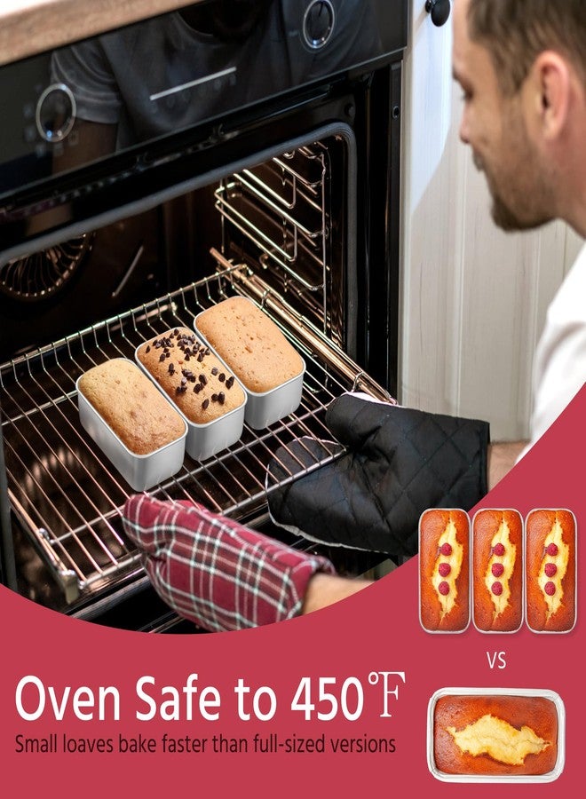 E-far Mini Loaf Pan Set of 4, Small Stainless Steel Bread Baking Pans for Oven, 6.3 x 3.5 Inch Tiny Meatloaf Pans for Homemade Bread Pound Cake Brownies, Non-toxic & Dishwasher Safe - Image 4