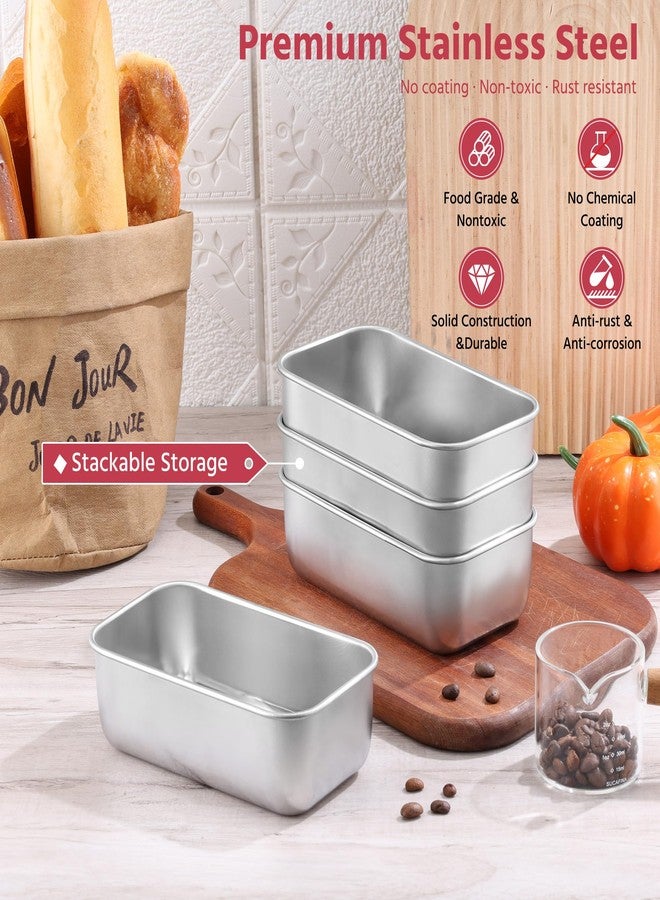 E-far Mini Loaf Pan Set of 4, Small Stainless Steel Bread Baking Pans for Oven, 6.3 x 3.5 Inch Tiny Meatloaf Pans for Homemade Bread Pound Cake Brownies, Non-toxic & Dishwasher Safe - Image 3