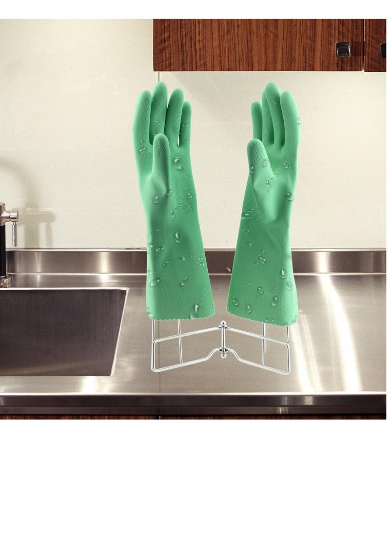 Kitchen Gloves Drying Rack, SUS 304 Stainless Steel Dish Gloves Holder, Dry Cleaning Gloves Out from Inside and Outside, Space-Saving Dishwashing Gloves Stand,Silver - Image 2
