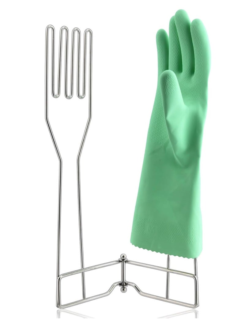 Kitchen Gloves Drying Rack, SUS 304 Stainless Steel Dish Gloves Holder, Dry Cleaning Gloves Out from Inside and Outside, Space-Saving Dishwashing Gloves Stand,Silver - Image 1