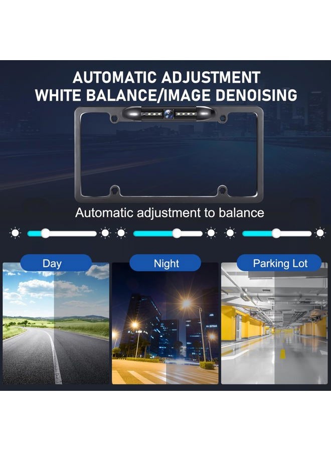 GLK Backup Camera, AHD 1080P License Plate Camera, Night Vision Rear View Reverse Camera with 7 LEDs, Wide Angle IP69K Waterproof Rear Camera for 12-24V Car Vehicle SUV RV - Image 3