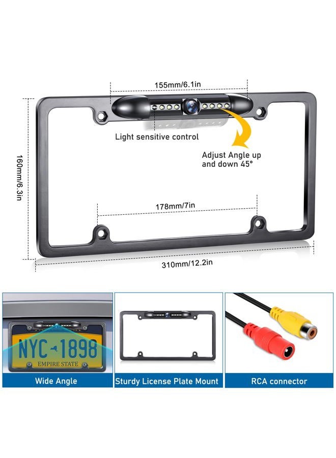 GLK Backup Camera, AHD 1080P License Plate Camera, Night Vision Rear View Reverse Camera with 7 LEDs, Wide Angle IP69K Waterproof Rear Camera for 12-24V Car Vehicle SUV RV - Image 5