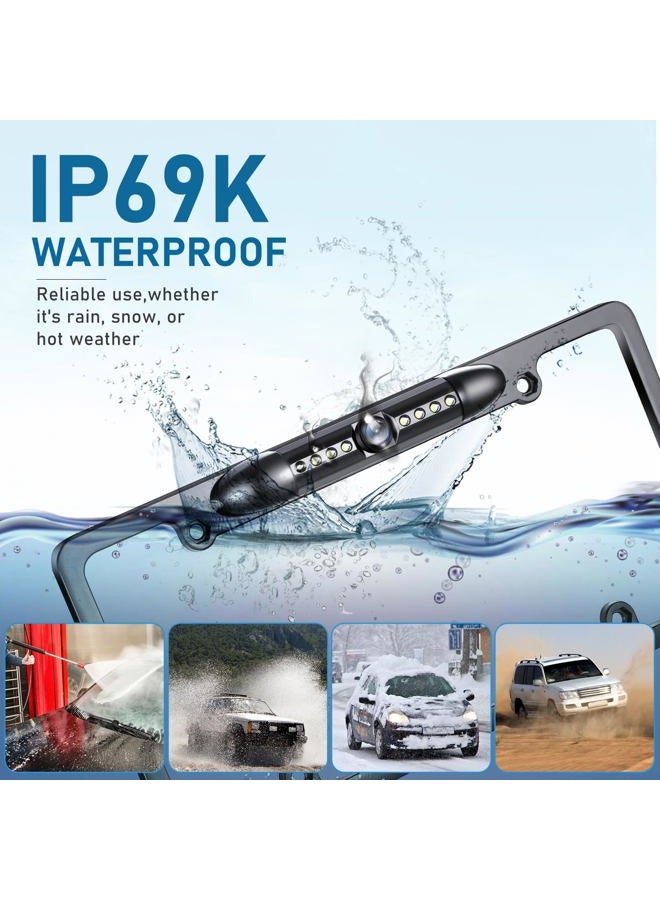 GLK Backup Camera, AHD 1080P License Plate Camera, Night Vision Rear View Reverse Camera with 7 LEDs, Wide Angle IP69K Waterproof Rear Camera for 12-24V Car Vehicle SUV RV - Image 4