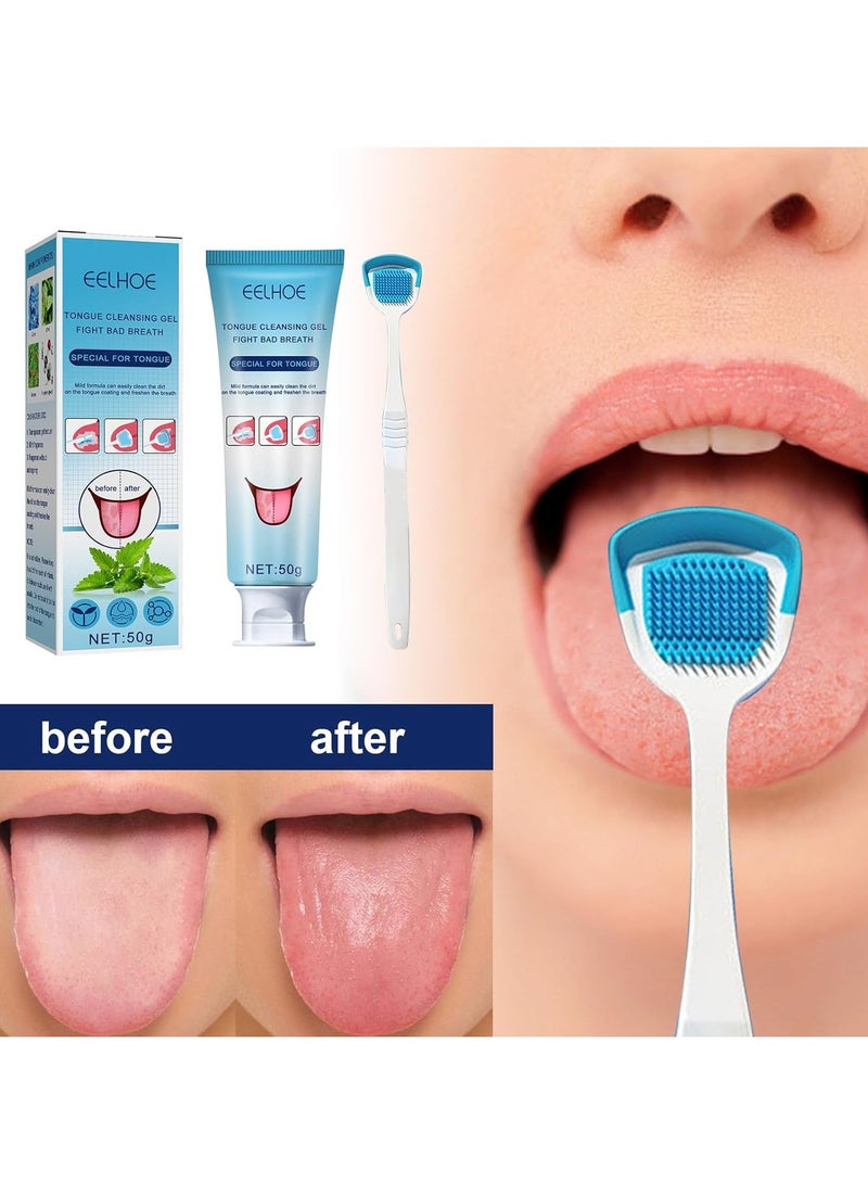 EELHOE Tongue Cleansing Gel Set | Tongue Cleansing Gel with Brush | Oral Thrush Treatment for Mouth | Effective Tongue Cleansing Gel | Cleaning Bad Linings - Image 2