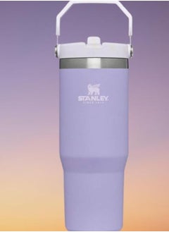 IceFlow Stainless Steel Tumbler 30oz, Leak-Resistant, Vacuum Insulated Water Bottle with Straw, Keeps Drinks Cold for 12 Hours or Iced for 2 Days, Ideal for Home, Office, or Travel, Lavender – Stylish & Durable Hydration Solution