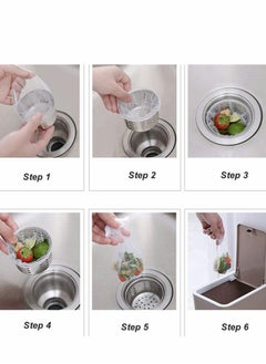 KASTWAVE 100 Pcs Kitchen Sink Trash Mesh Bag, Disposable Anti-Clogging Elastic Mesh Sink Strainer Filter Bags, for Collecting Kitchen Food Waste, Leftover, Garbage (with a Box)  - Image 3