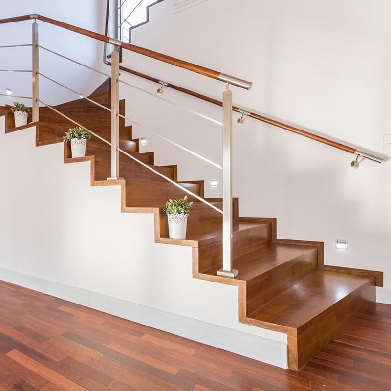 قطعتان من حوامل الدرابزين الفولاذية المقاومة للصدأ الثقيلة مثبتة على الحائط بتشطيب ذهبي معدني أنيق - Image 3