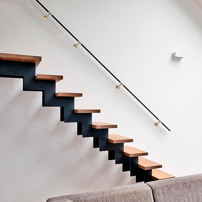 قطعتان من حوامل الدرابزين الفولاذية المقاومة للصدأ الثقيلة مثبتة على الحائط بتشطيب ذهبي معدني أنيق - Image 4