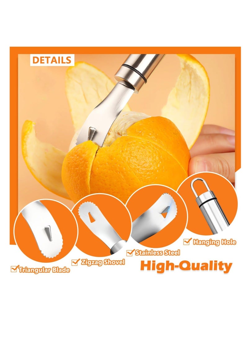 كابتن تيك Stainless Steel Orange Peeler, Long Handle Orange Citrus Peeler Tool, Triangular-Blade & Zigzag-Shovel Orange Peeler Gadget, Easy to Peel, for Kitchen Gadgets - Image 2
