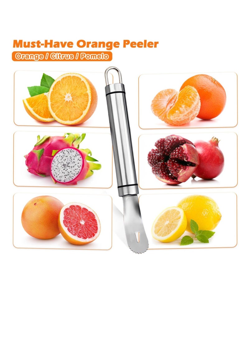 كابتن تيك Stainless Steel Orange Peeler, Long Handle Orange Citrus Peeler Tool, Triangular-Blade & Zigzag-Shovel Orange Peeler Gadget, Easy to Peel, for Kitchen Gadgets - Image 4